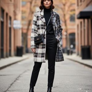 Vigoss Olive and Black Plaid Coat